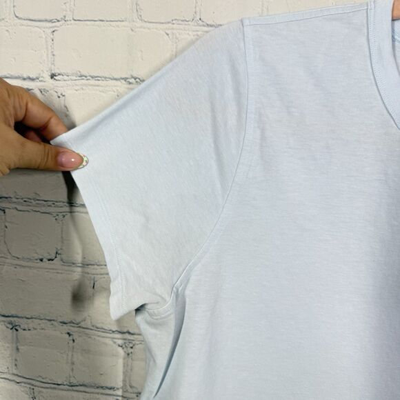 Lululemon Women Size 10 Blue Crew Neck Short Sleeve Cropped T-shirt Gym Casual - Picture 6 of 10